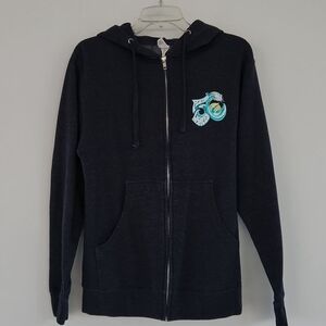 Black Zip-Up Hoodie with Owl Design